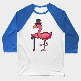 Flamingo as Pensioner with Walking stick & Hat Baseball T-Shirt